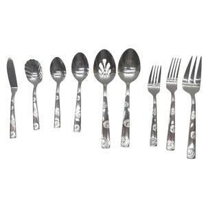 Reed & Barton 9 Pc Stainless Steel Hostess Serving Set Swirl Pattern New